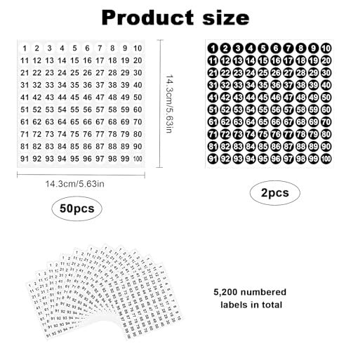 STICKERS WITH NUMBERS 1 100 SELF-ADHESIVE DIGITAL LABELS 5200 PCS Manufacturer no brand