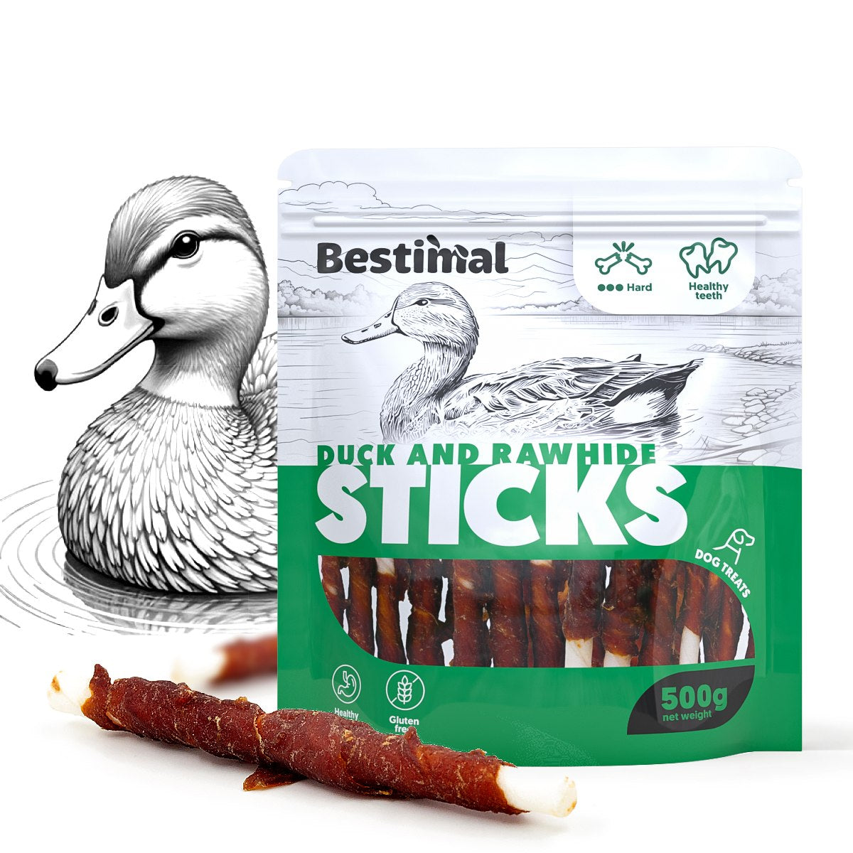 STICKS WRAPPED IN DUCK 500g BESTIMAL TREATS FOR DOG WITH DUCK TASTY Manufacturer code PRZYSMAKI DLA PSA TRENERKI SMACZKI