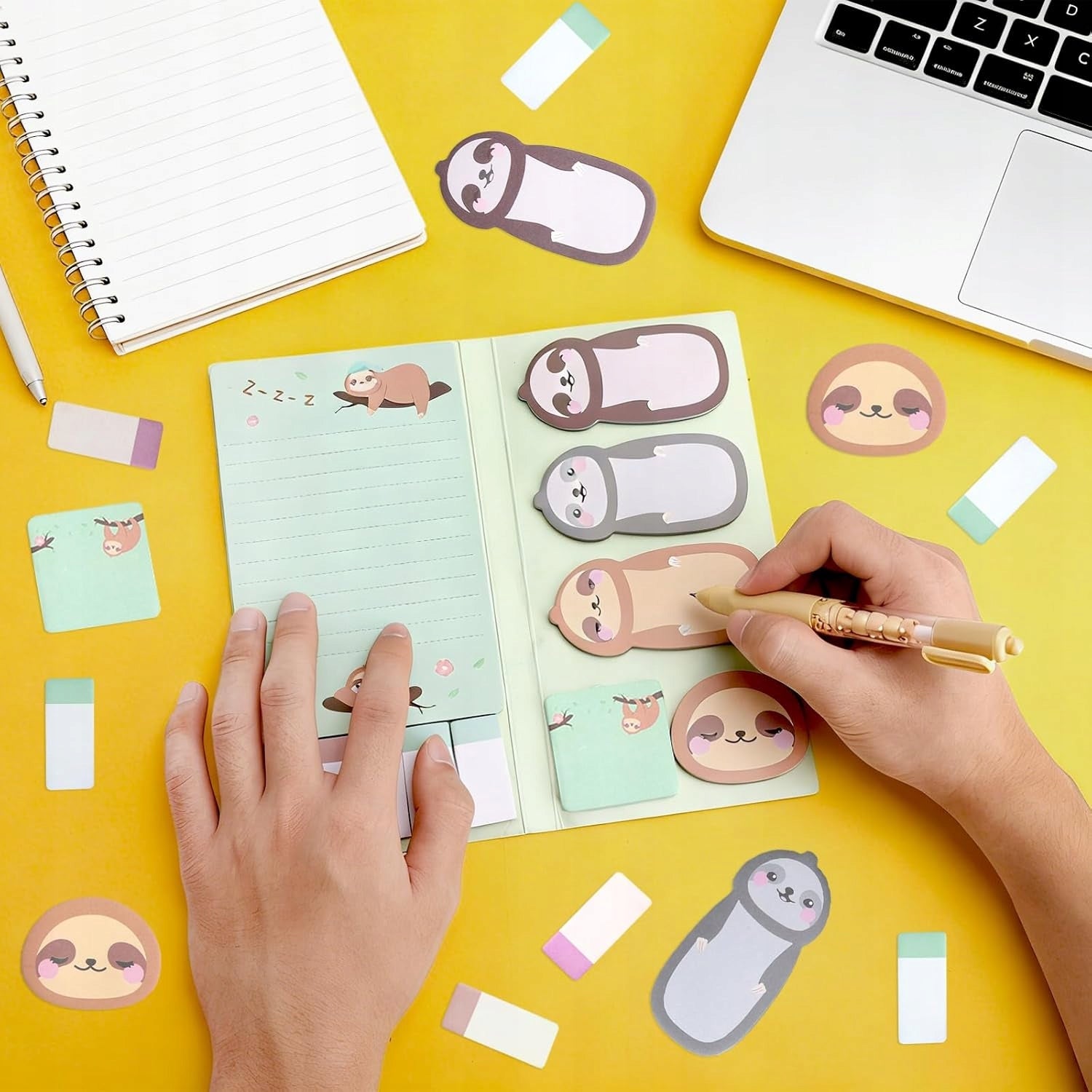 STICKY NOTES 550 PIECES SLOTHS 7 DESIGNS 5 SIZES Brand no brand