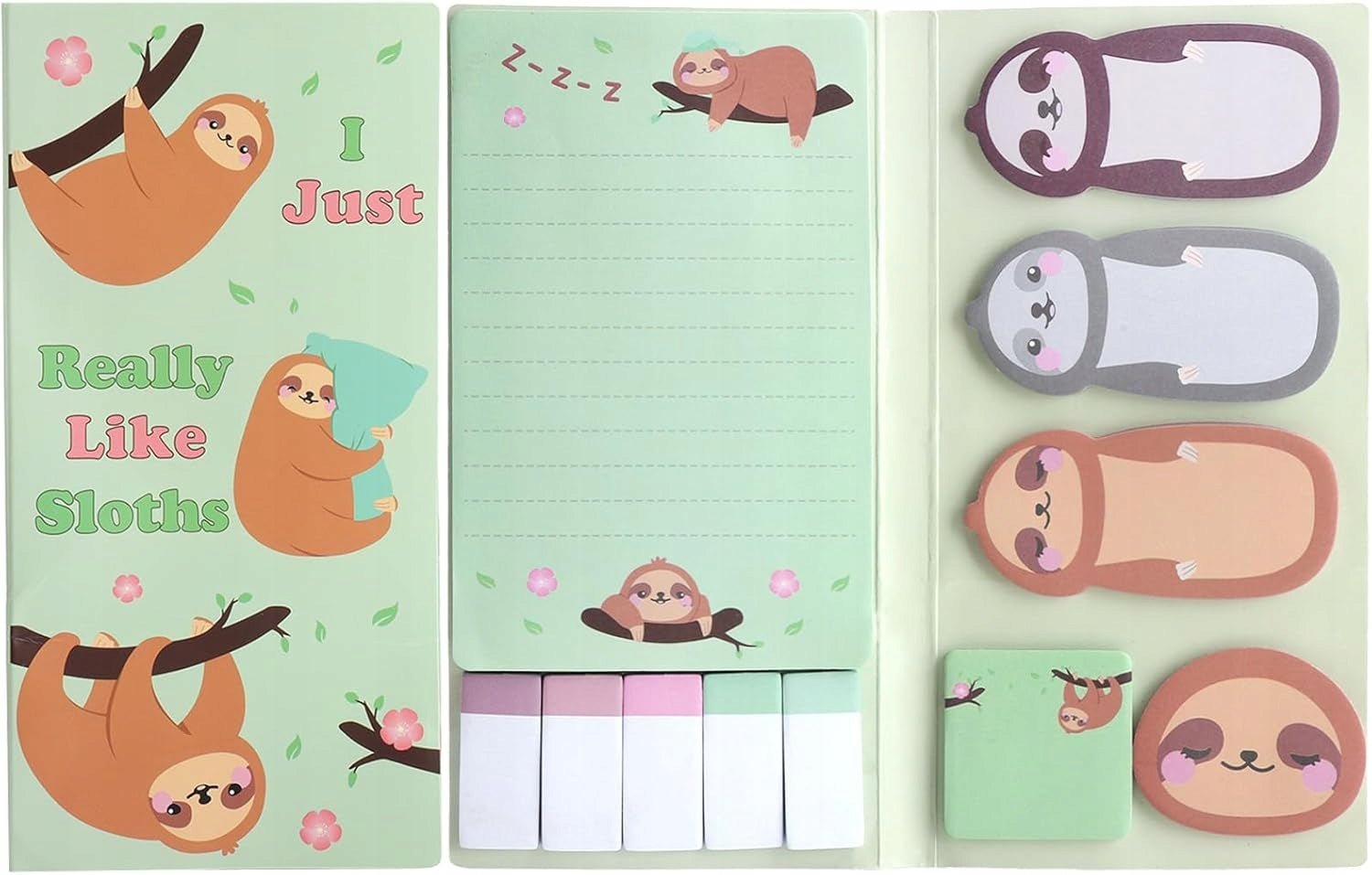 STICKY NOTES 550 PIECES SLOTHS 7 DESIGNS 5 SIZES