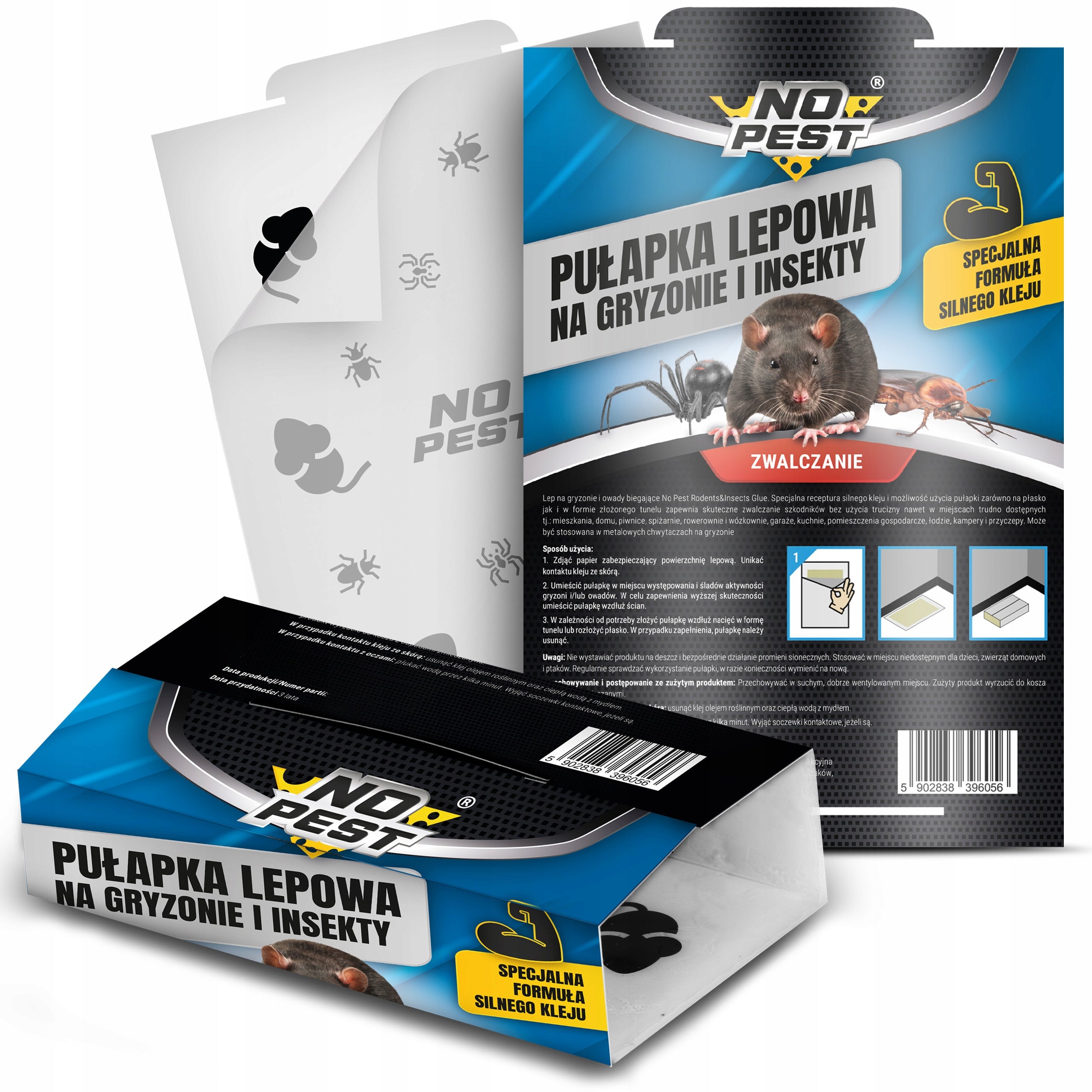 STICKY TRAP STICK ON MICE RATS SPIDERS COCKROACHES FLEAS ANTS NO PEST Packaging status original