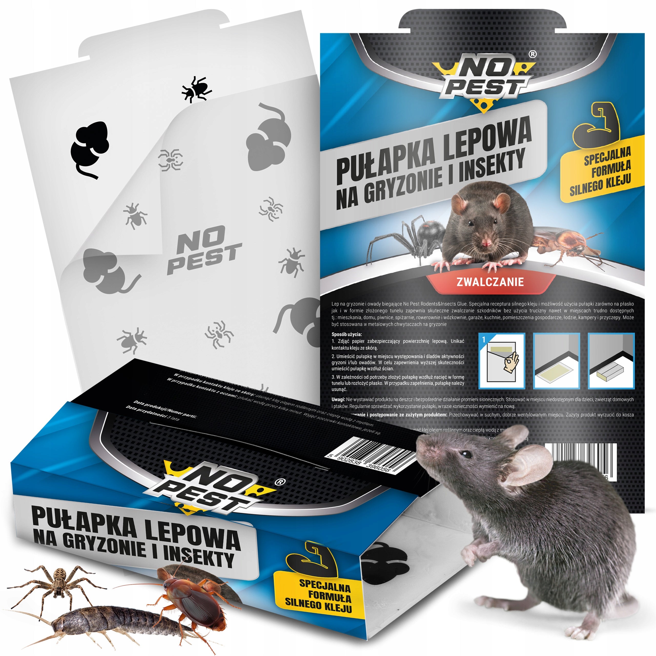 STICKY TRAP STICK ON MICE RATS SPIDERS COCKROACHES FLEAS ANTS NO PEST
