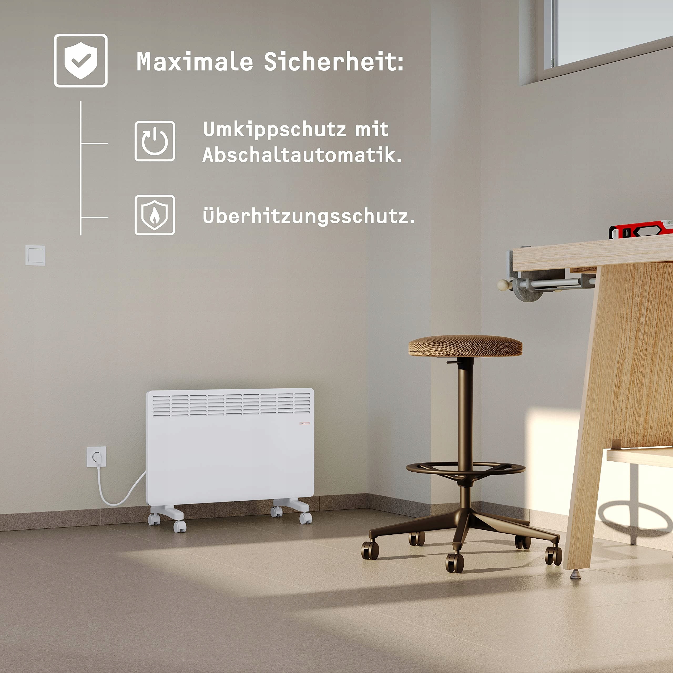 STIEBEL ELTRON 2kW Energy Efficient Electric Heater On Wheels Heating power 2000 W