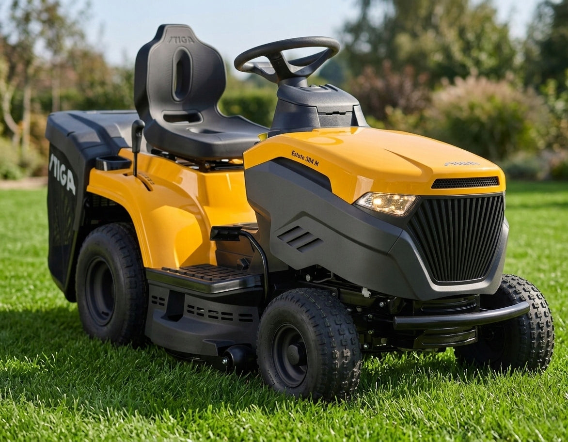 STIGA Garden Tractor Estate 384 M Manual 5P+1T MAX 14 HP 84 cm Set Packaging status original