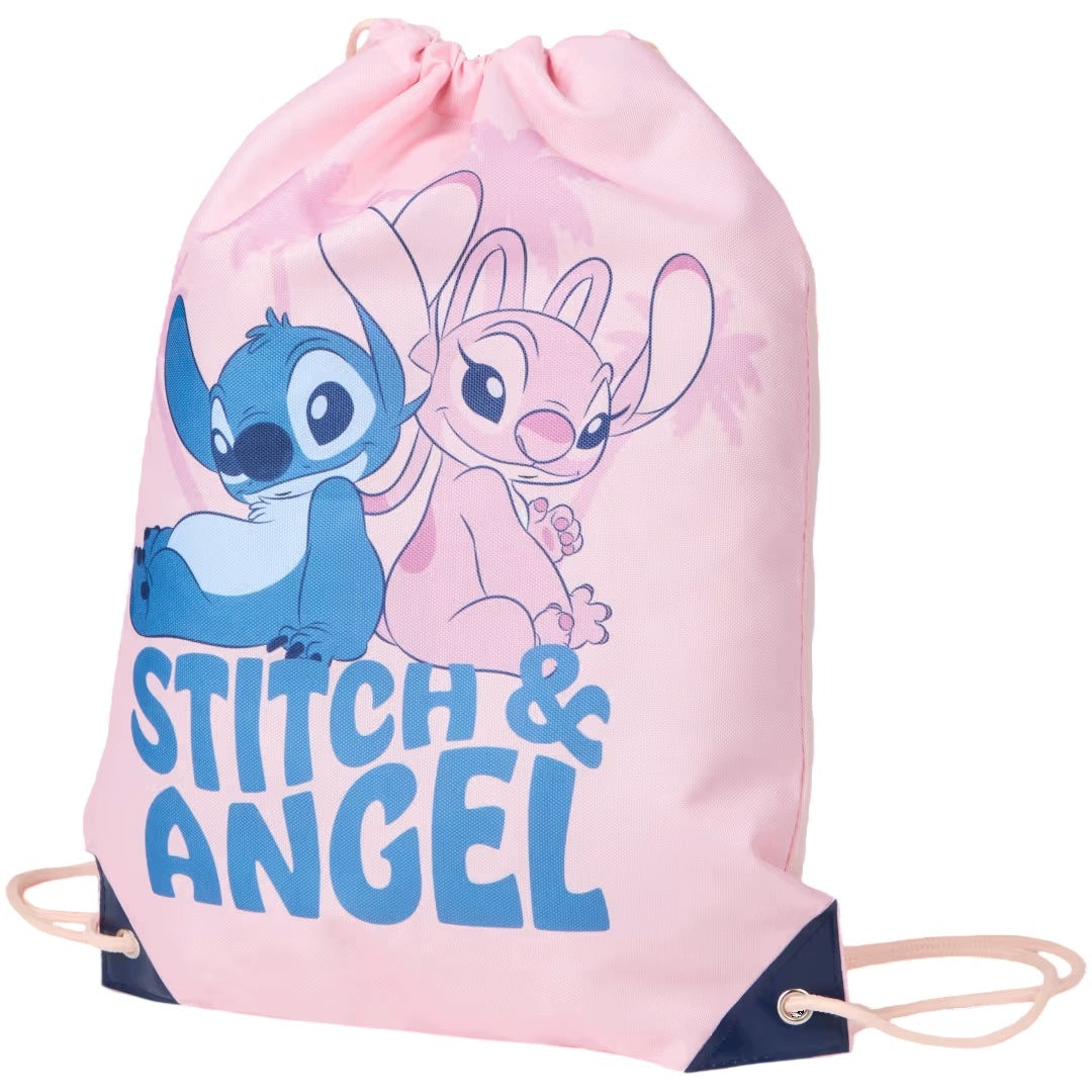 STITCH & ANGEL School Bag – Pink School Bag with Drawstrings