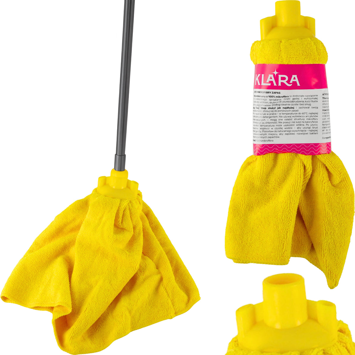 STOCK FOR MOP KLARA MICROFIBER YELLOW - FOR TILES, PANELS, TERRACOTTA