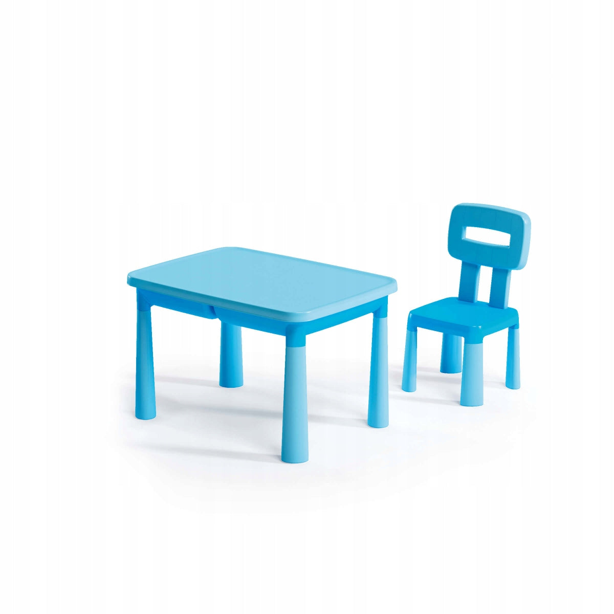 Tisch mit rotem Stuhl 