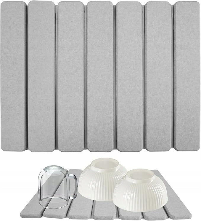 STONE DISH DRAIN MAT QUICK DRYING FOLDING ABSORBENT FOR KITCHEN