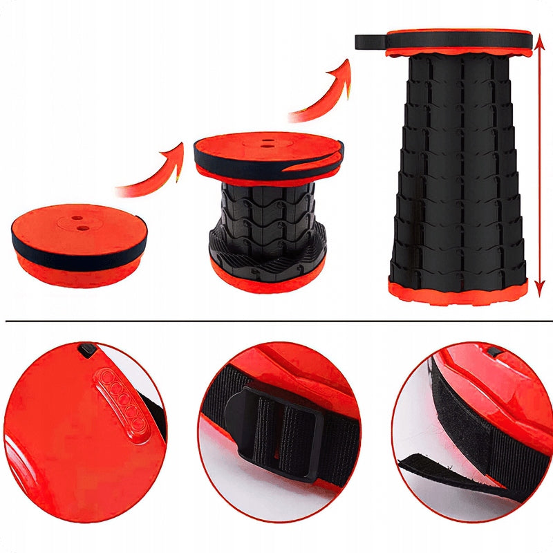 STOOL SEAT ROUND FOLD-OUT TABLE SAHIDO FOLD-UP STOOL BLACK/RED Color red