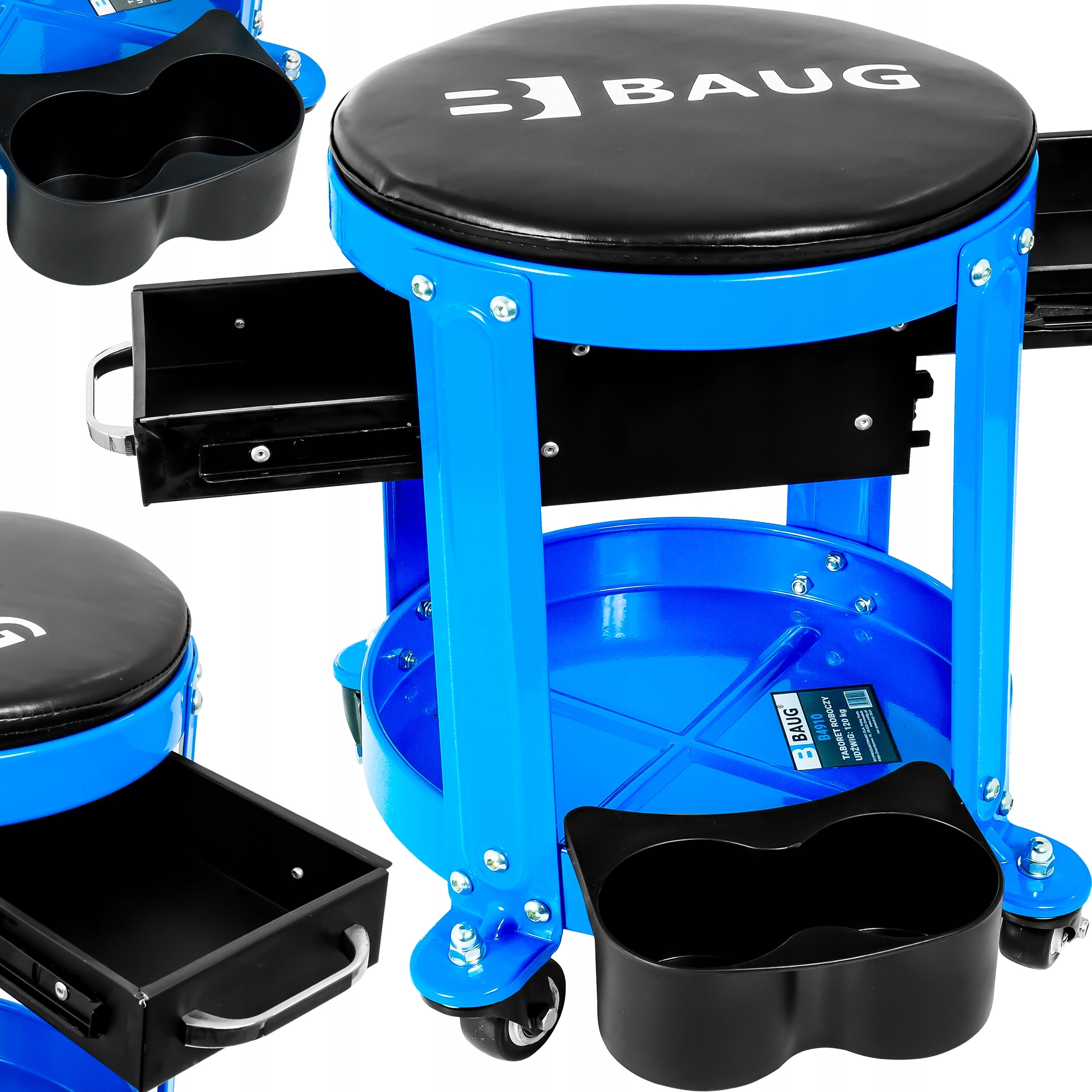 STOOL WORKBENCH STOOL SEAT CHAIR SOLID + WHEELS 360°