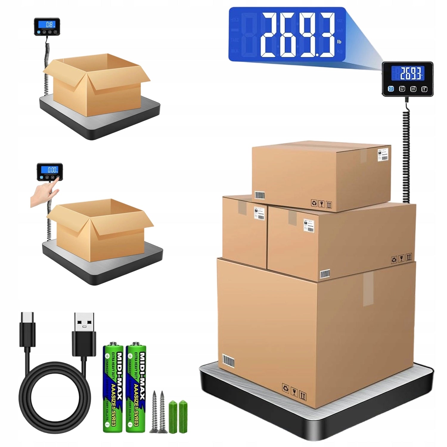 STORAGE SCALE ELECTRONIC CALCULATION LCD 200KG WITH 2 AKU USB TO STORE