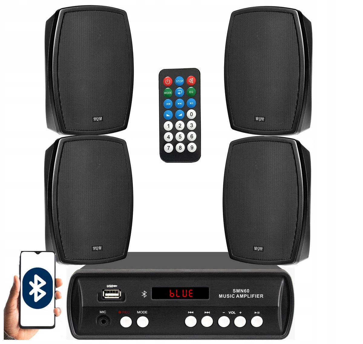 STORE SOUND SYSTEM OFFICE SPEAKERS CLASS D AMPLIFIER Mp3 Bluetooth