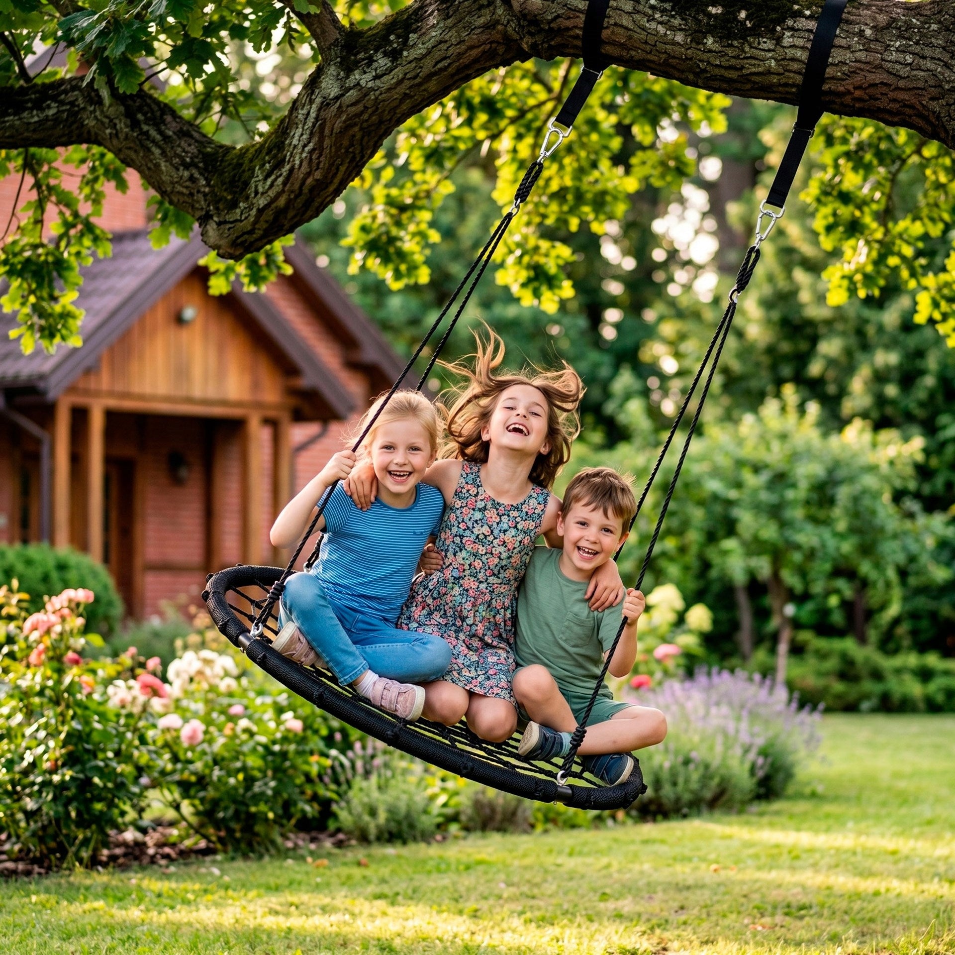 STORK NEST GARDEN SWING FOR CHILDREN 100cm LARGE STRONG 120kg XXL Kid's age 3＋ years
