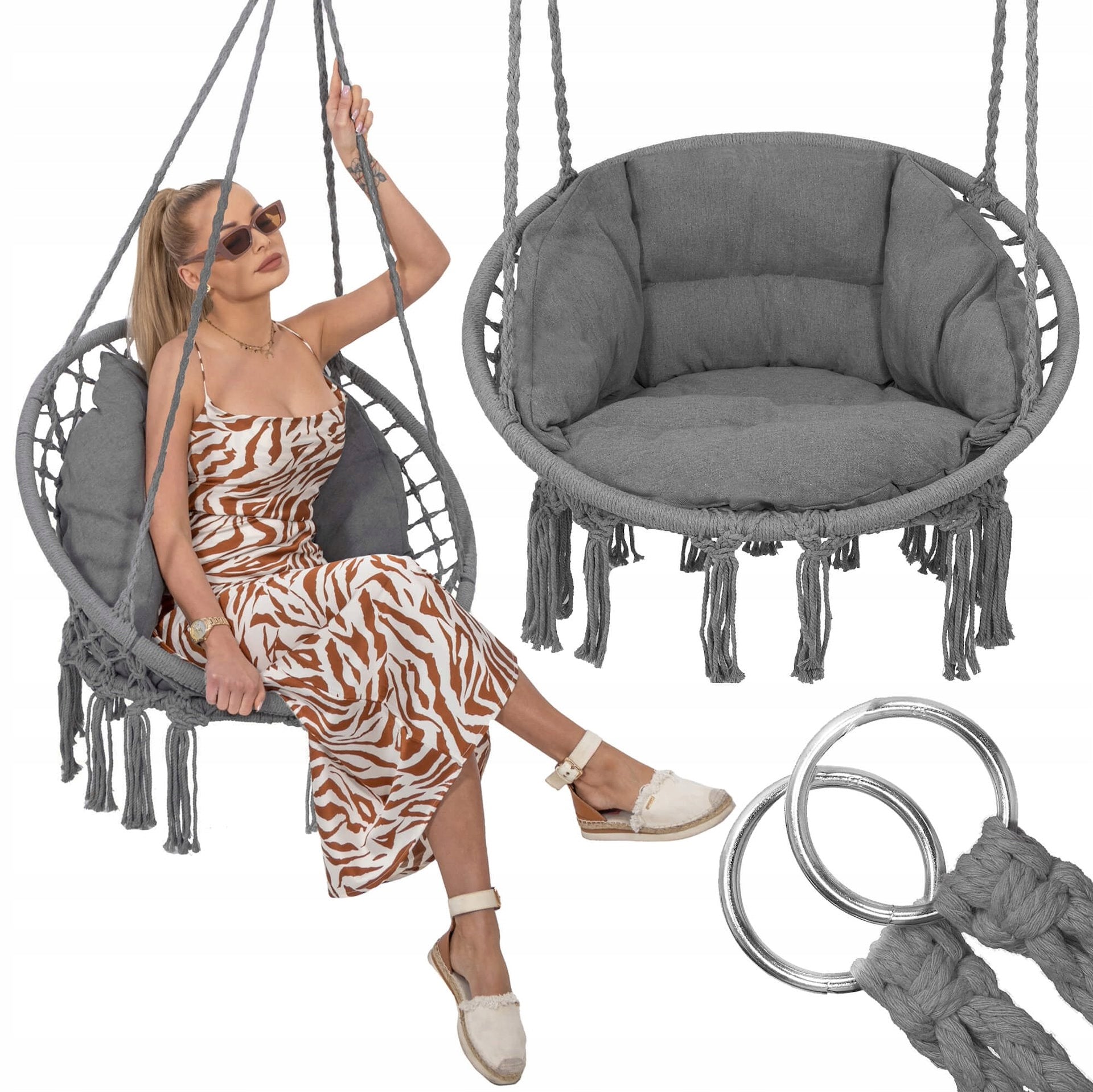 STORK NEST SWING GARDEN HANGING CHAIR WITH PILLOW BOHO CHAIR