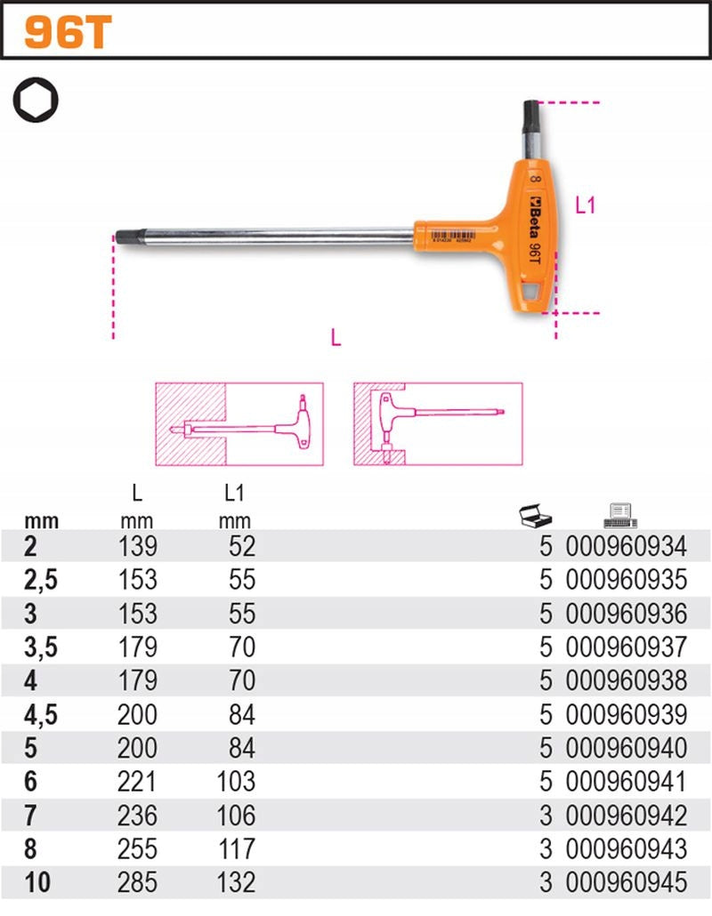 STORM WRENCH BETA STORM HANDLE IMBUS INBUS 2.5 Manufacturer code 96T/2,5