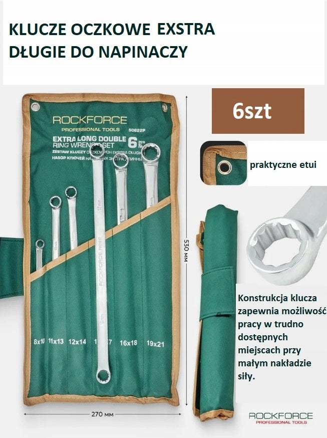STRAIGHT EYE WRENCHES 8 -21mm EXTRA LONG SET OF 6 PCS ON SHEET 65930 Manufacturer code 65930