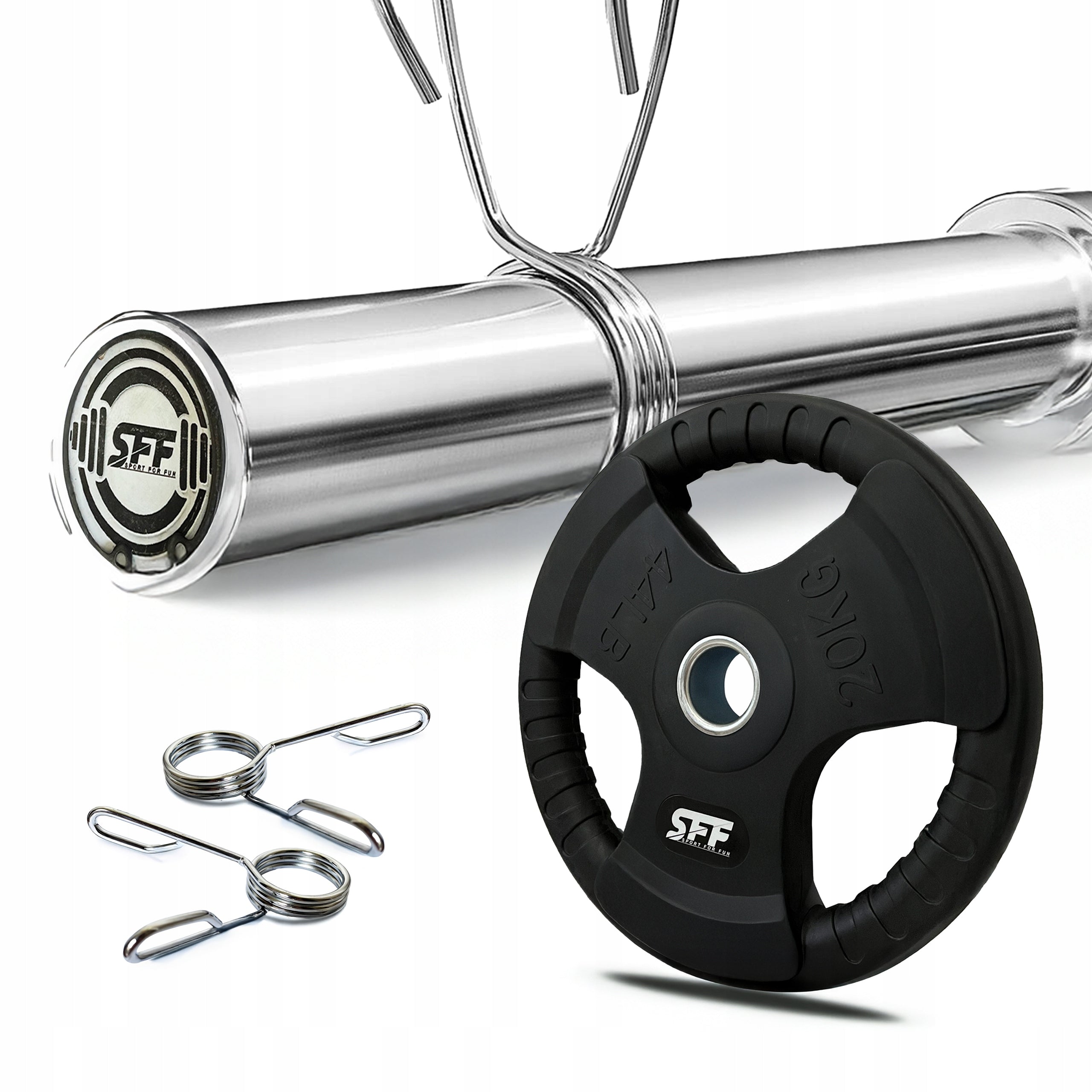 STRAIGHT GRIFFIN OLYMPIC SMOOTH 220CM 50MM BARBELL CHROME FREEBIE CLAMPS Model GRYF PROSTY 220CM OLIMPIJSKI