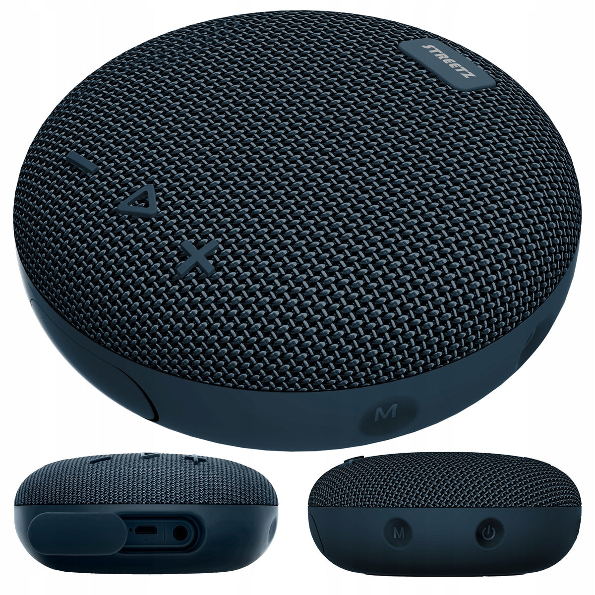 STREETZ Waterproof Bluetooth Speaker, 1x 5W, AUX, Microphone, Blue