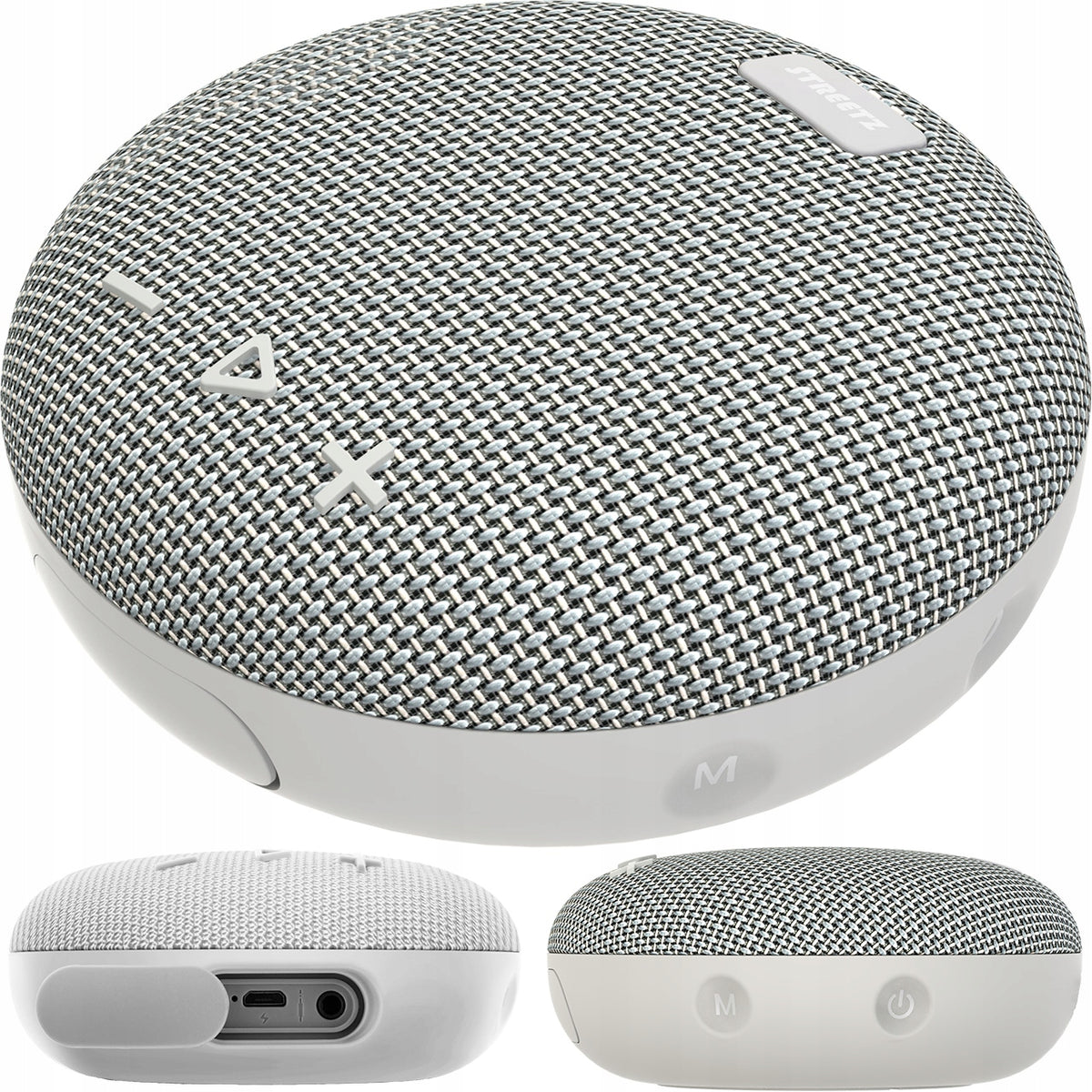 STREETZ Waterproof Bluetooth Speaker, 5W, AUX, Built-in Microphone, Grey