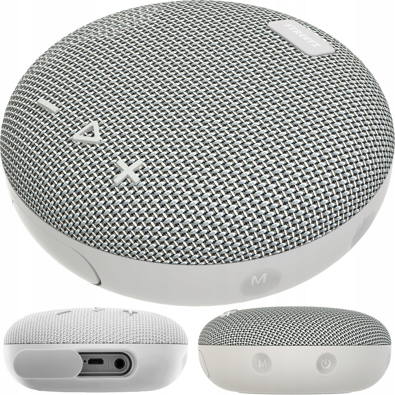 STREETZ Waterproof Bluetooth Speaker, 5W, AUX, Built-in Microphone, Grey