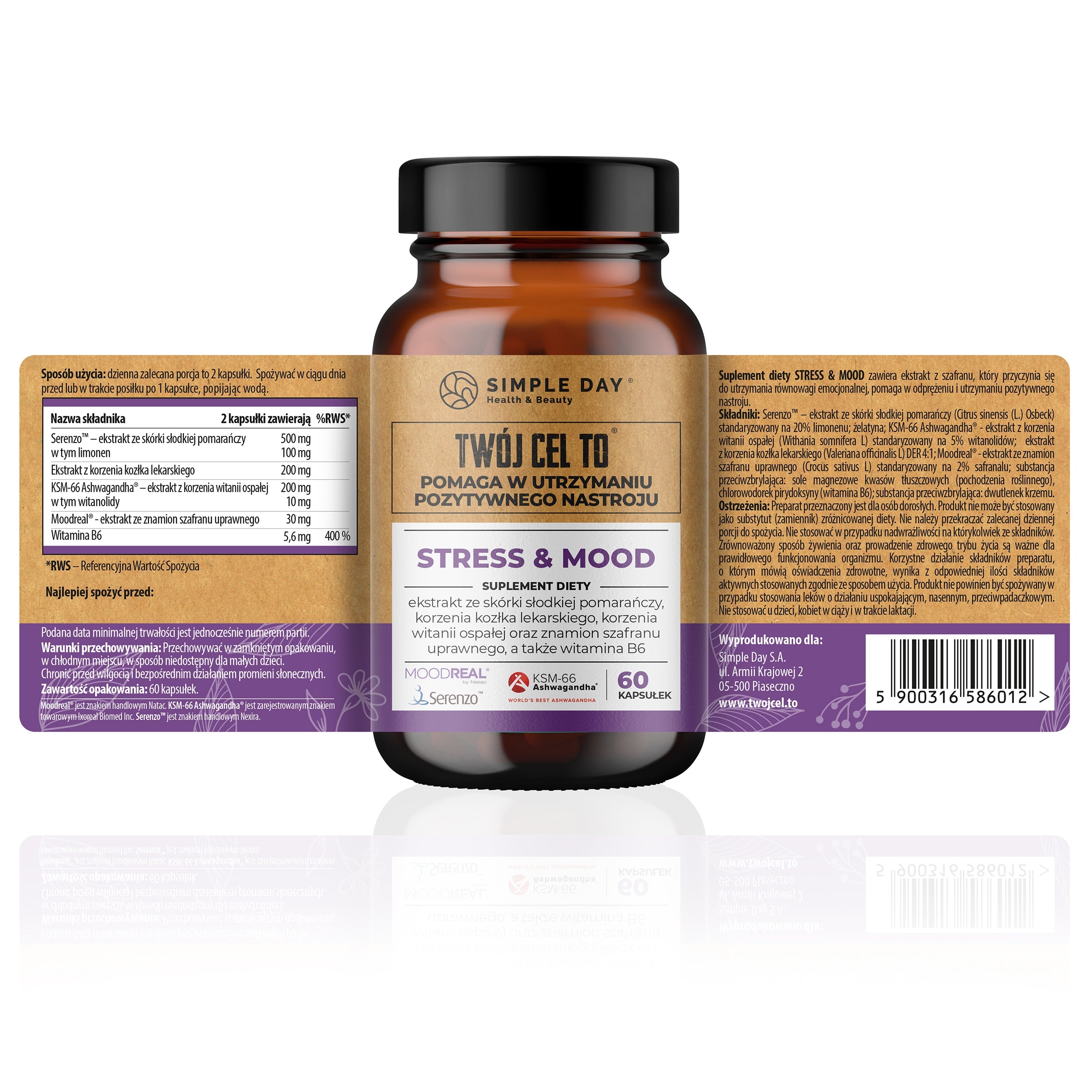 STRESS & MOOD ASHWAGANDHA 100mg FOR STRESS FATIGUE NERVOUS SYSTEM 60 KAPS Expiration date at least 1 year from the date of purchase