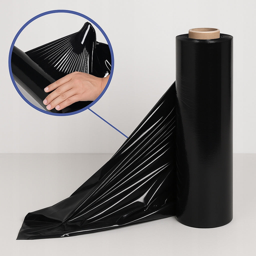 STRETCH FILM 3KG BLACK COVERING STRONG MINI SLEEVE Manufacturer code Folia stretch czarna
