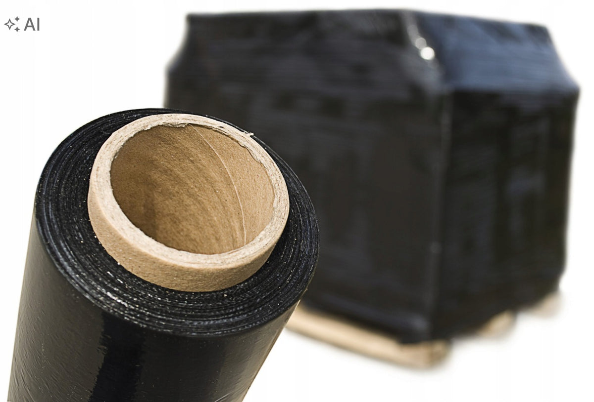 STRETCH FILM BLACK 1,5 KG STRETCH BLACK FOIL FOR PACKING PACKAGES 23um Packaging status original