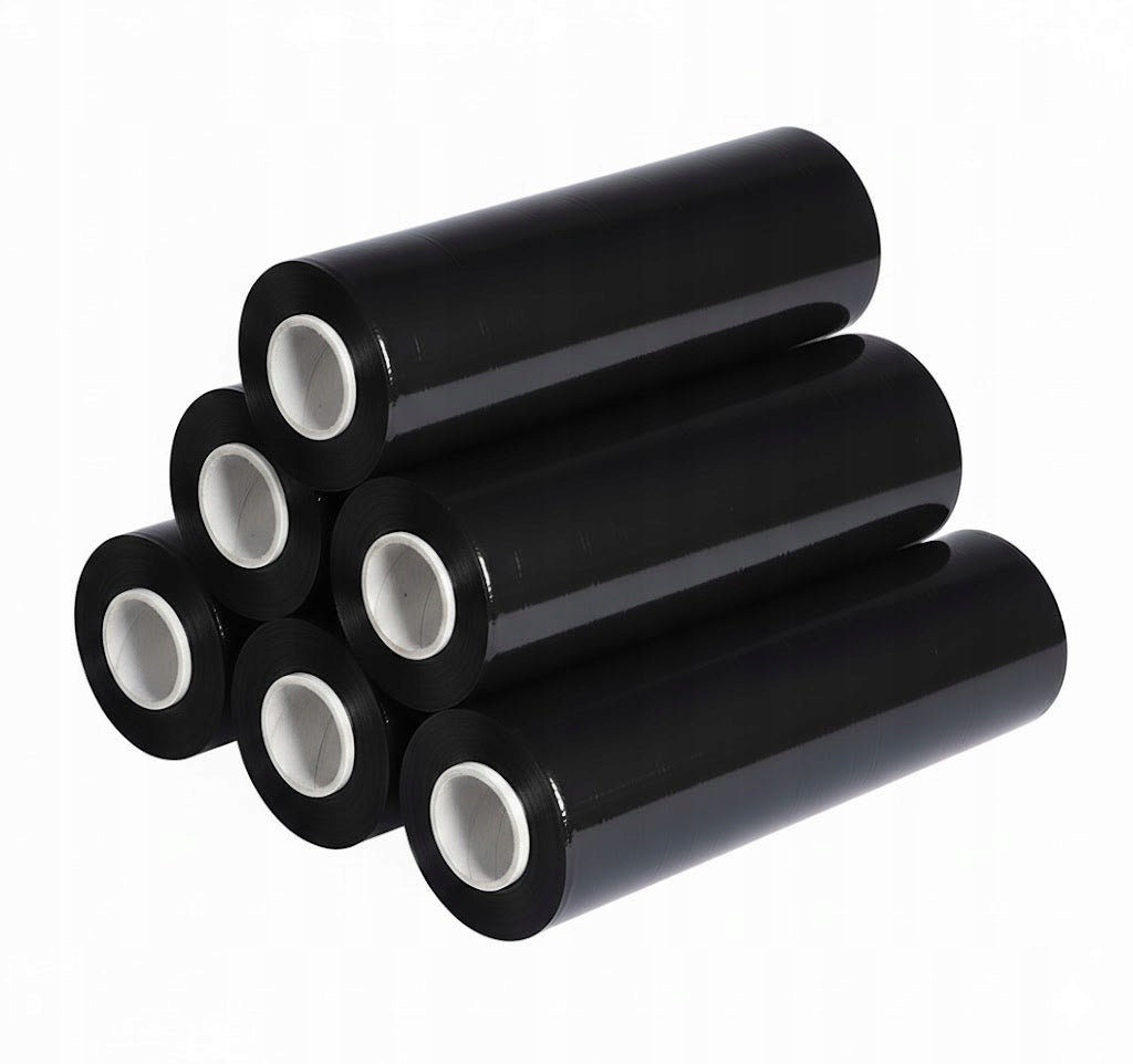 STRETCH FILM BLACK STRONG STRETCH BLACK LOTS OF FOIL ROLL 1,5KG. 6 PIECES