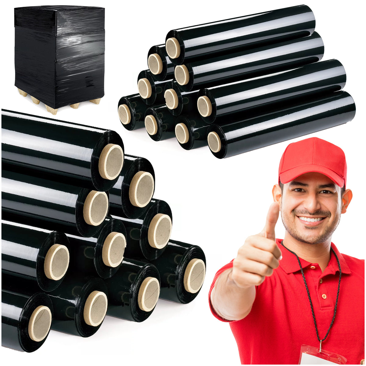 STRETCH FILM FOR PACKING PACKAGES BLACK XL ROLL STRONG THICK 10x3KG