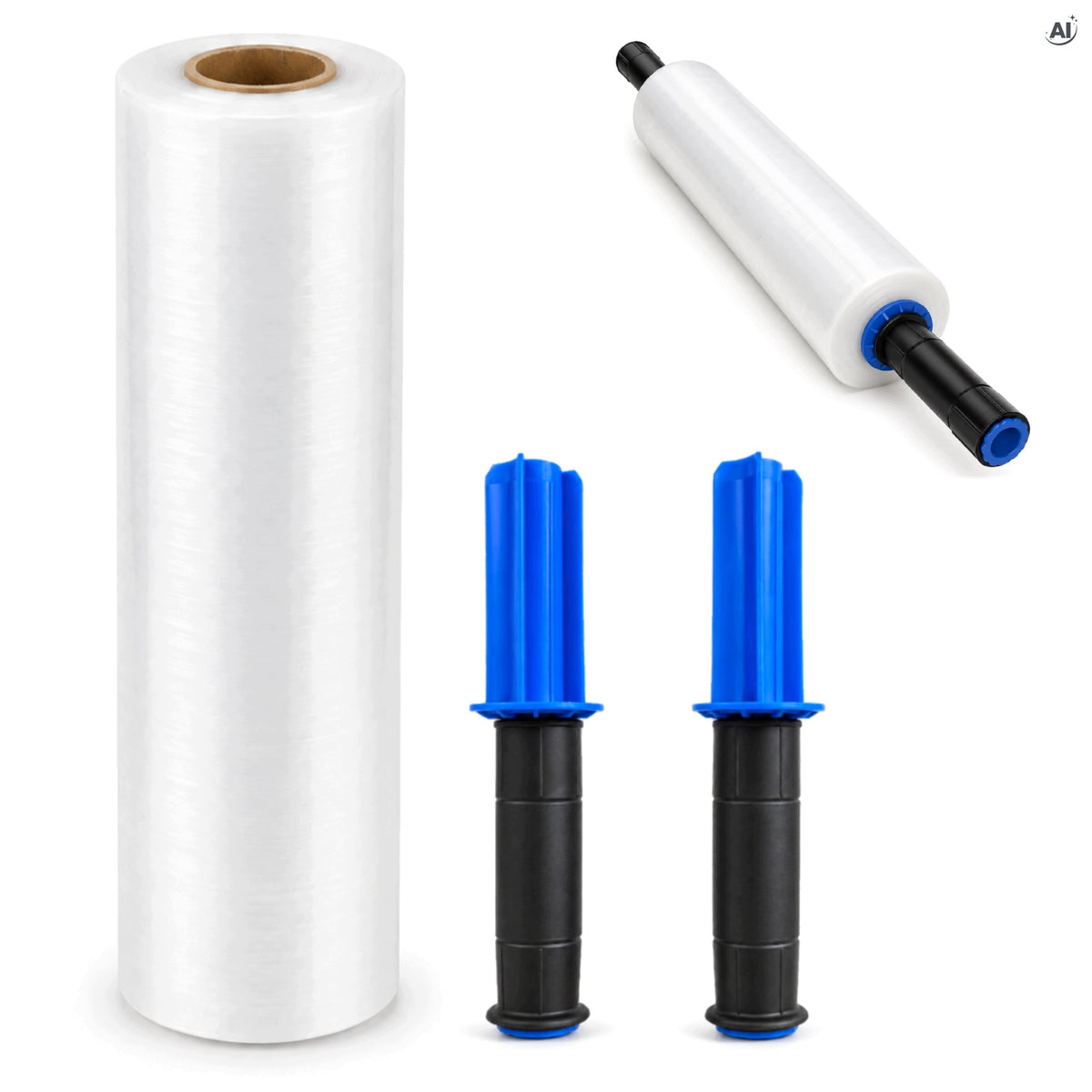 STRETCH FILM PE TRANSPARENT COLORLESS 38,5 cm ROLL + HANDLE