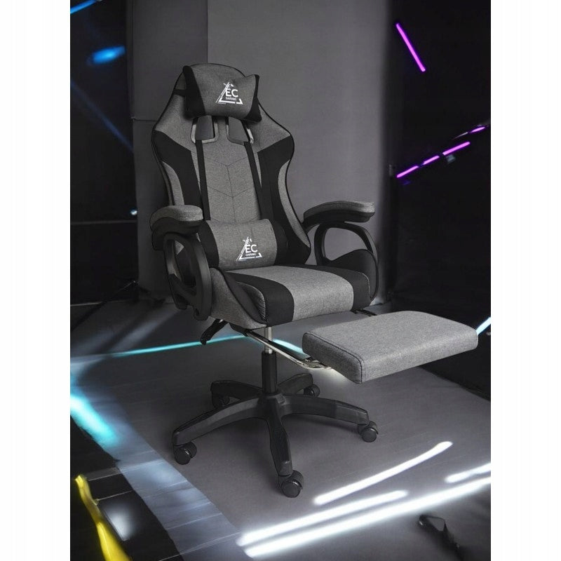 STRIKE swivel gaming chair with footrest and cushions, grey KO40SZ, , Packaging status original
