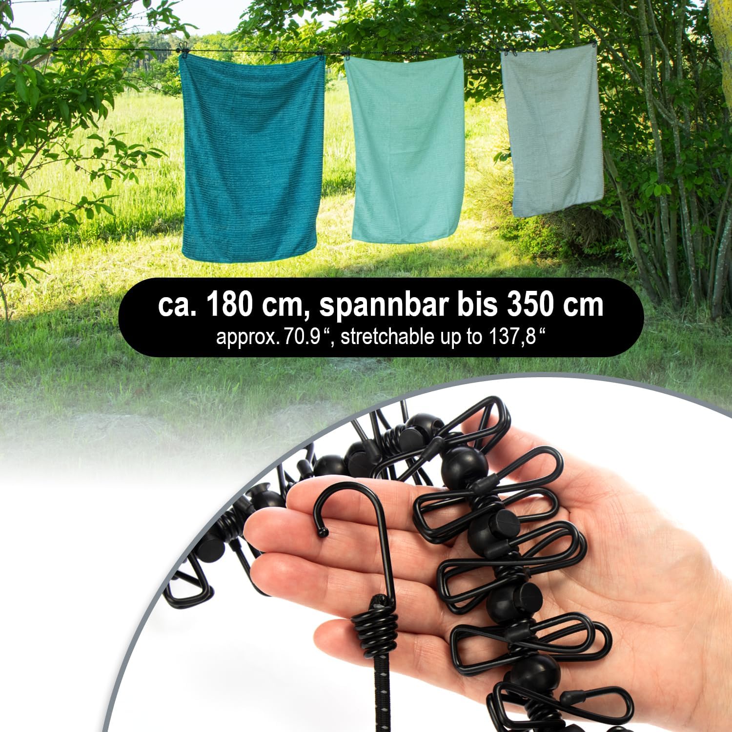 STRINGS UNDERWEAR 2 PIECES STRETCHY 180-350 CM TRAVEL CAMPING CLIPS Brand no brand