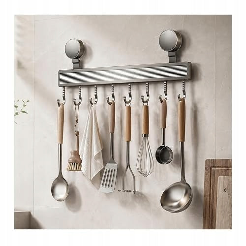 STRIP WITH HOOKS KITCHEN SELF-ADHESIVE ALUMINUM 40 CM 8 PCS.