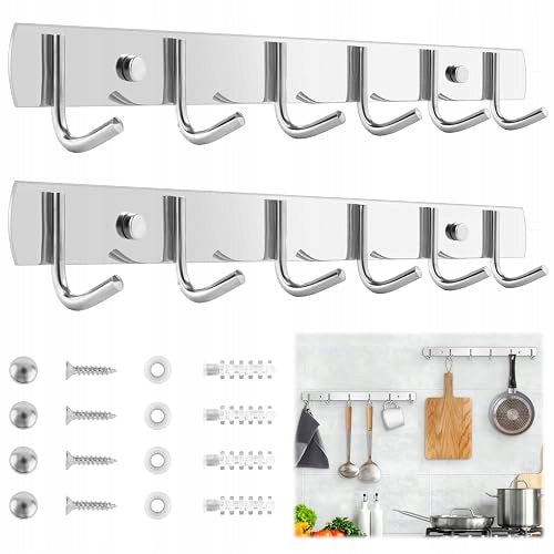 STRIP WITH HOOKS WALL STAINLESS STEEL FOR BATHROOM KITCHEN 2 PCS.