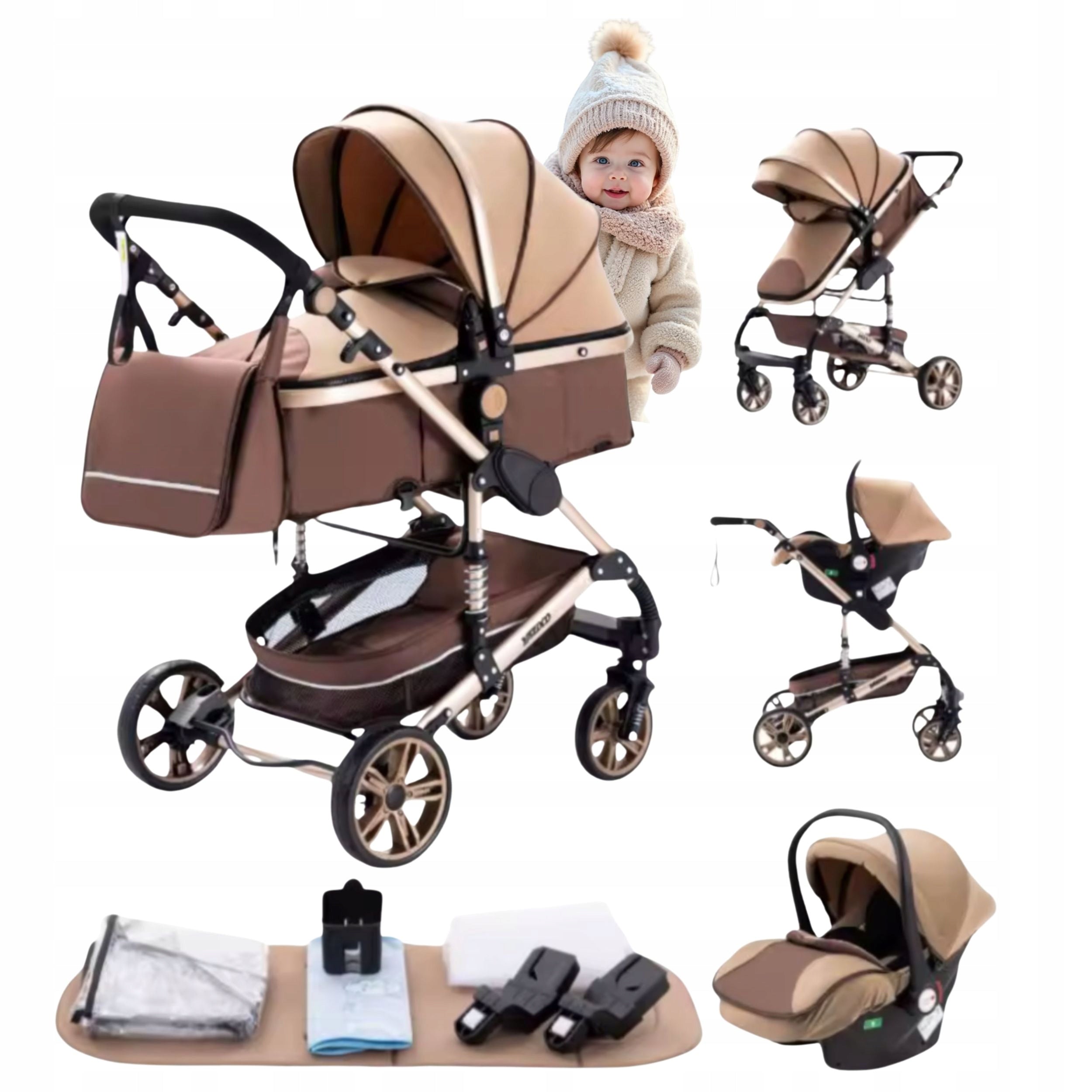 STROLLER 3IN1 GONDOLA ROCKING STROLLER SEAT FOLDING