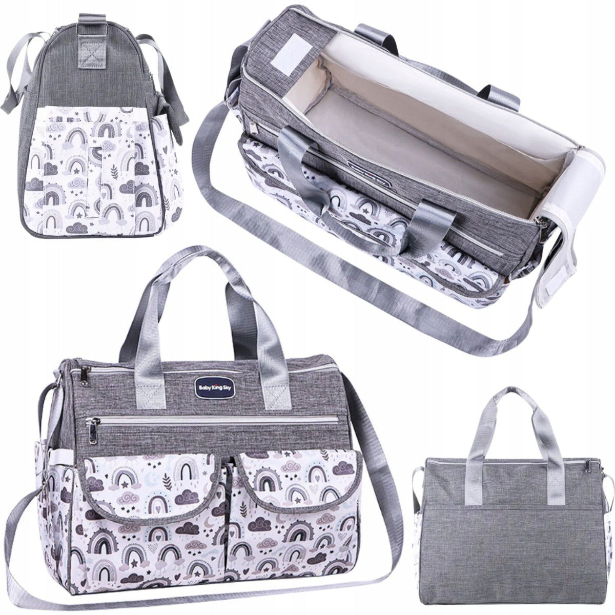 STROLLER BAG FOR MOM WALKING COMPARTMENT ORGANIZER GREY 40 x 20 CM