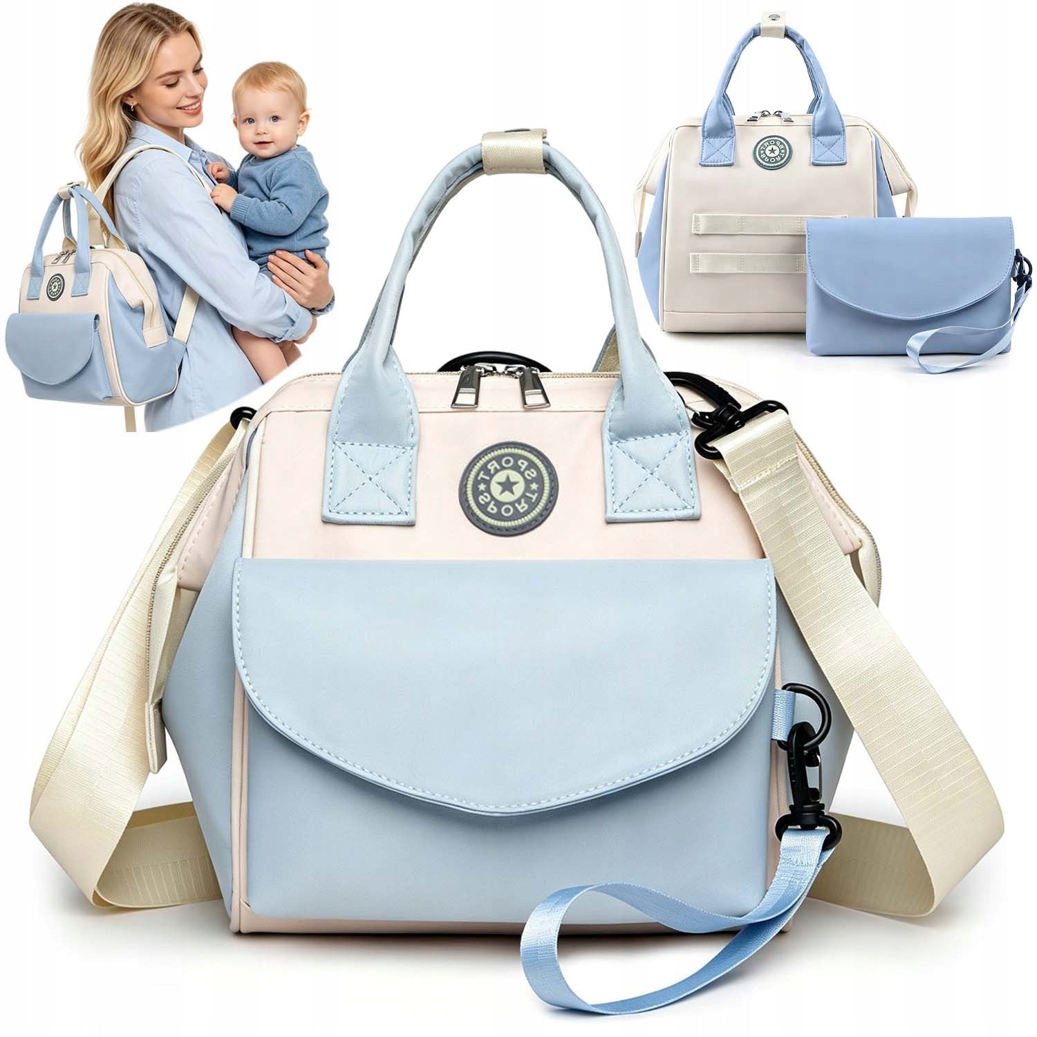 STROLLER BAG MOMMY WALKING BAG ROOMY ORGANIZER FOR BABY BLUE