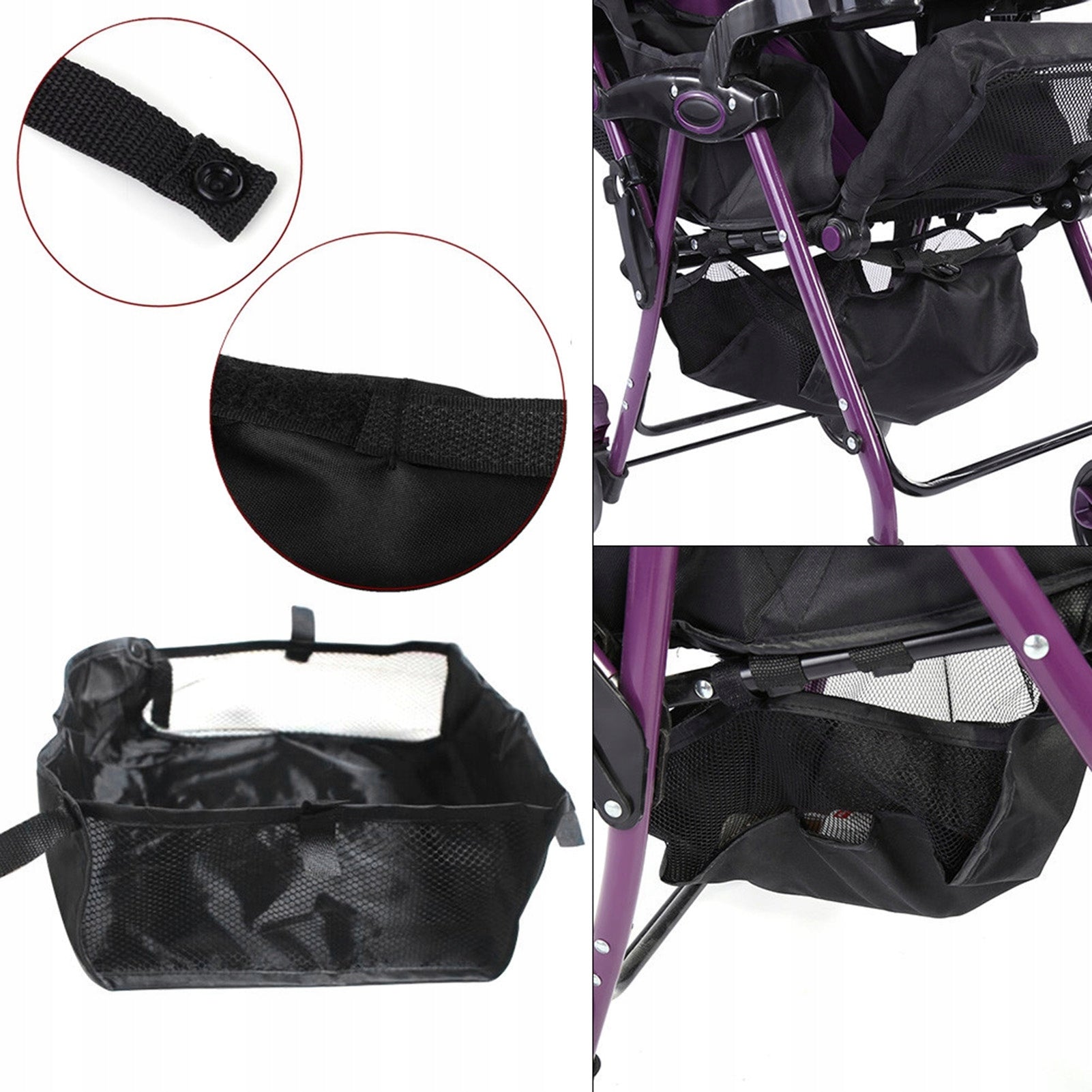 STROLLER BASKET WATERPROOF STROLLER BASKET BLACK Height 30 cm