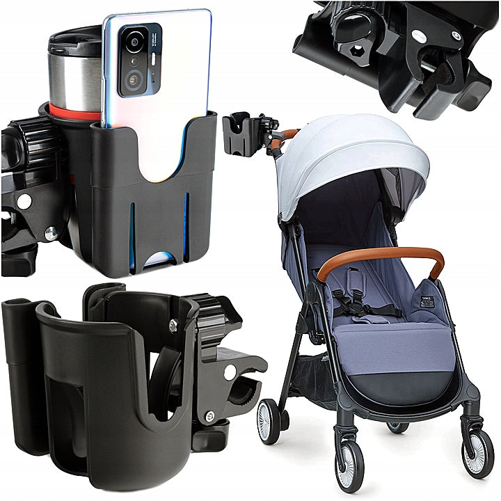STROLLER HOLDER 2IN1 FOR BOTTLE CUP PHONE WATER BOTTLE DRINKS UNIVERSAL
