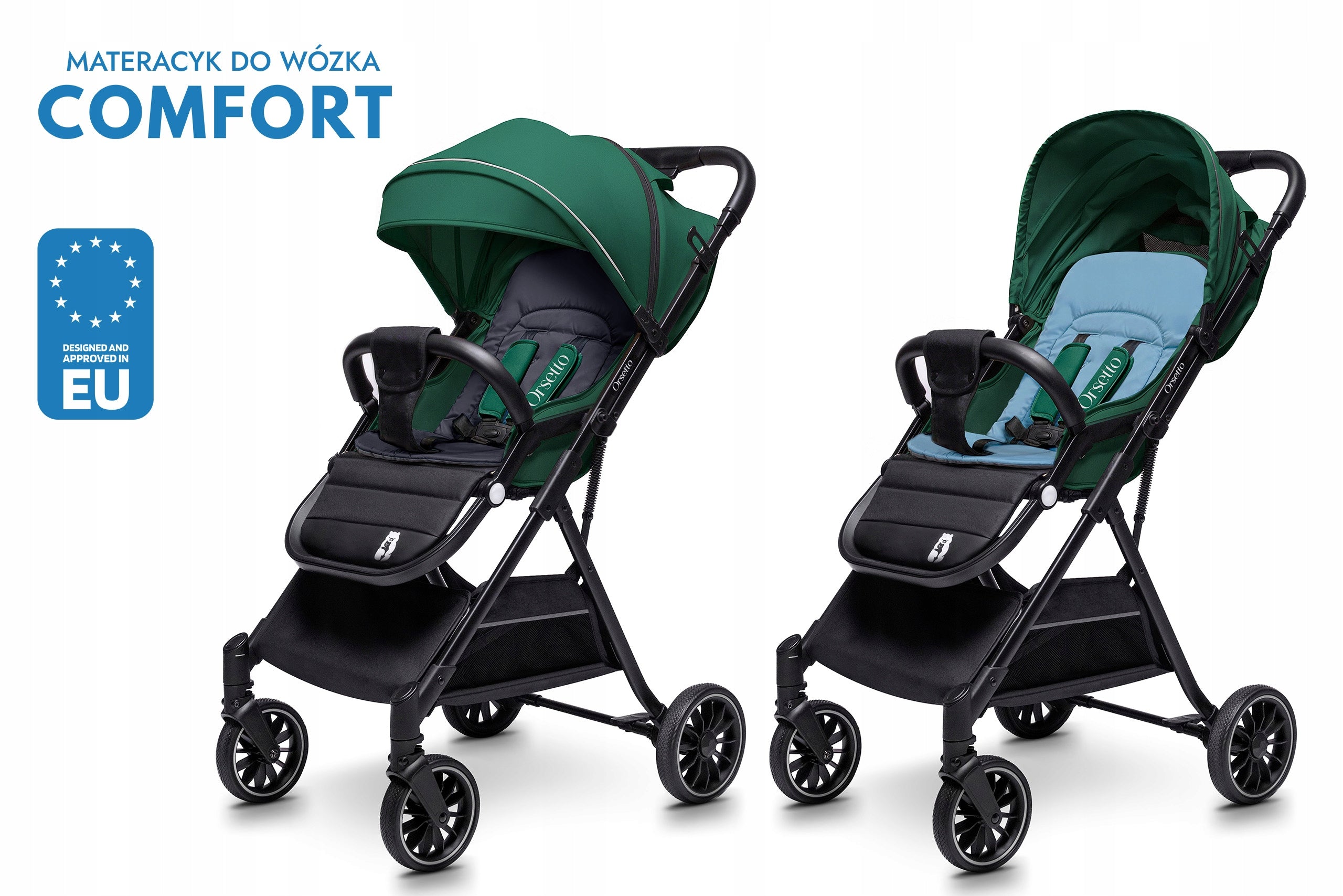 STROLLER MATTRESS COMFORT DOUBLE-SIDED PREMIUM INSERT BLUE Color blue