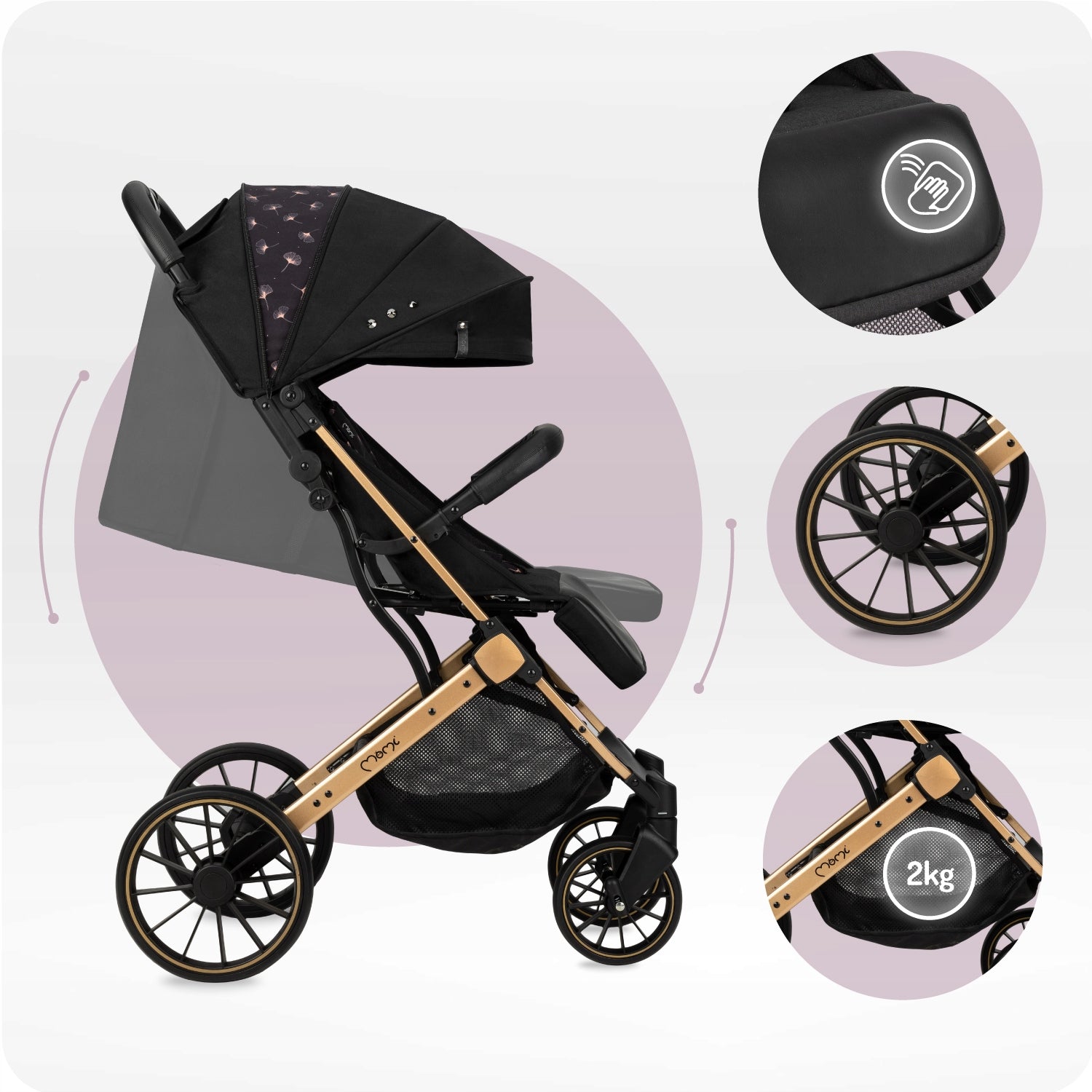 STROLLER MOMI ESTELLE DAKAR UP TO 22KG LARGE OFF-ROAD WHEEL BLACK Brand MoMi