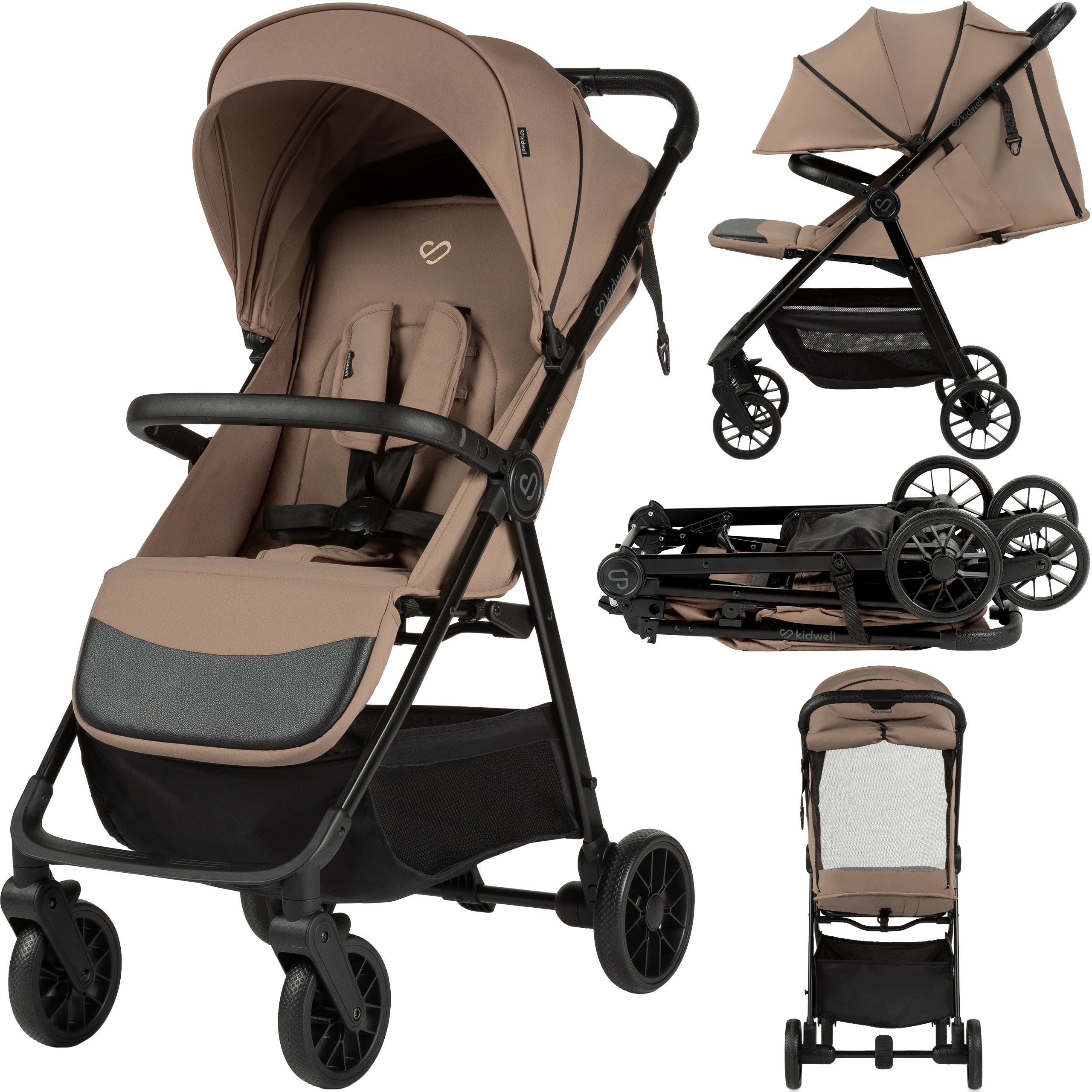 STROLLER lightweight folding STROLLER up to 22kg Kidwell Tevo BEIGE
