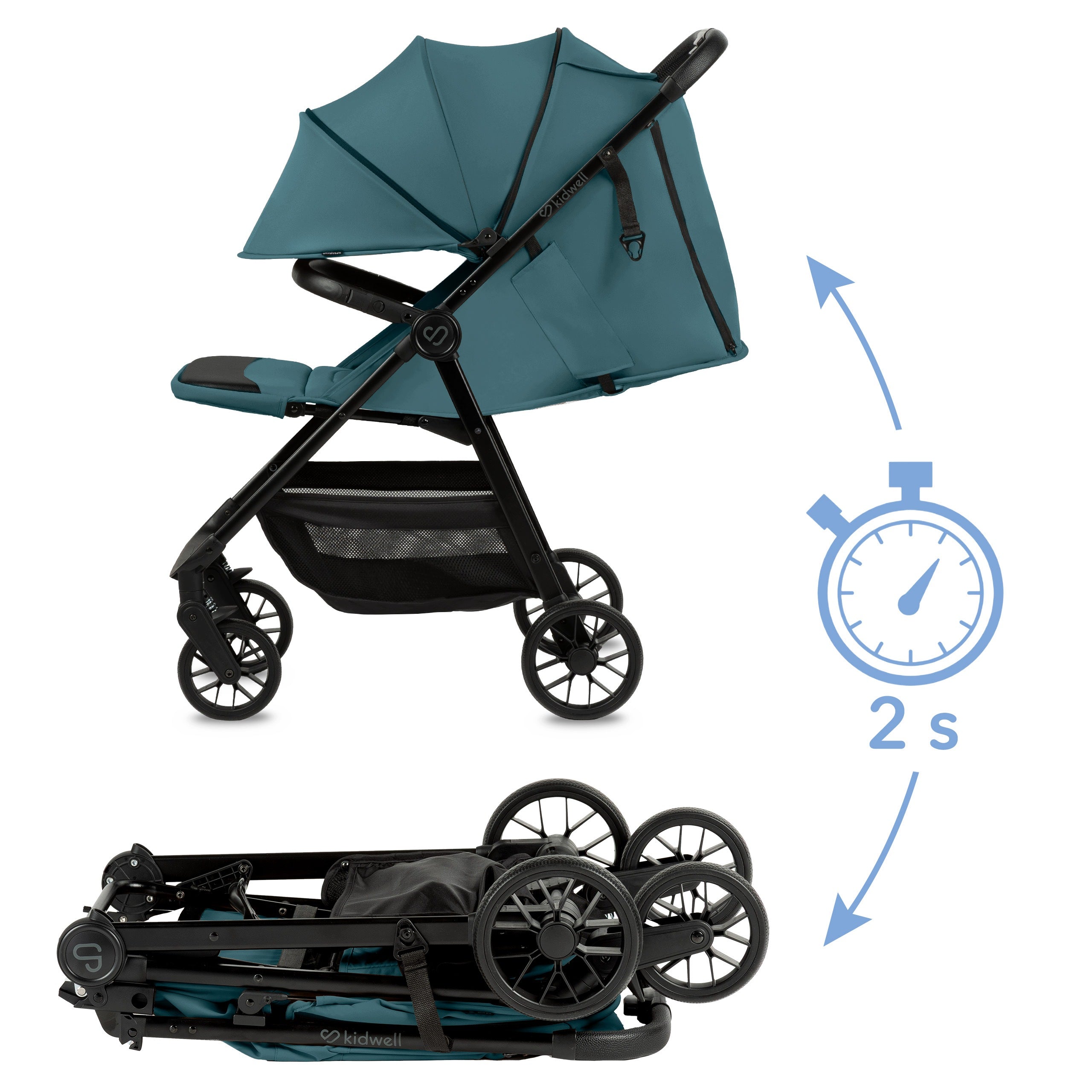 STROLLER lightweight folding STROLLER up to 22kg Kidwell Tevo TURQUOISE Packaging status original