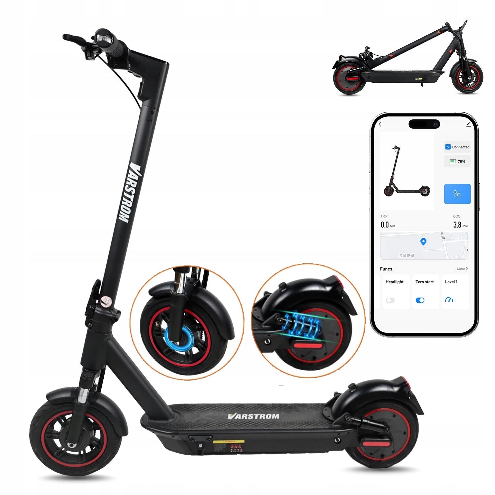 STROM S10 Electric Scooter 750W 80KM 48V 15AH Shock Absorption Front Rear