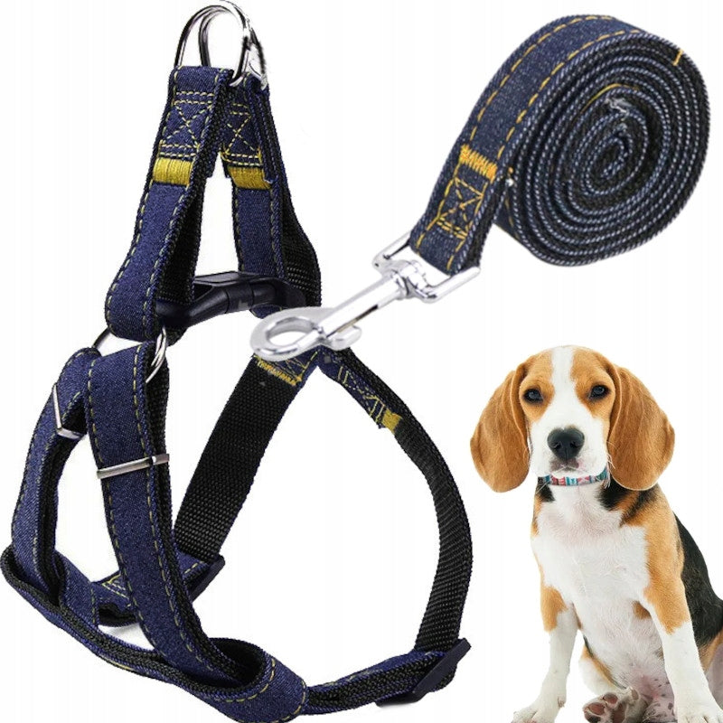 STRONG ADJUSTABLE DOG HARNESS + LEASH SIZE M