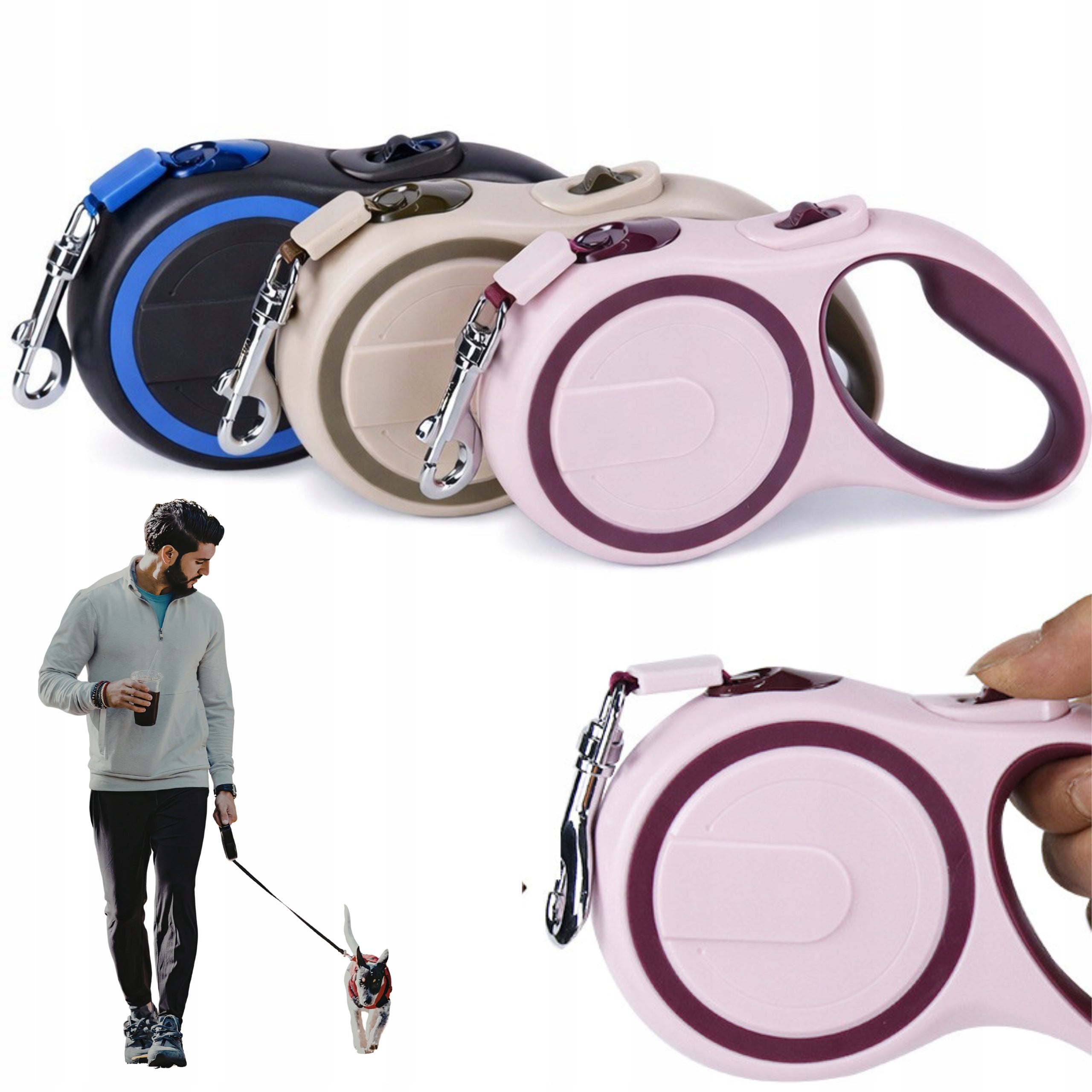 STRONG AUTOMATIC LEASH FOR DOG 15KG / LOCK TAPE 5 METERS