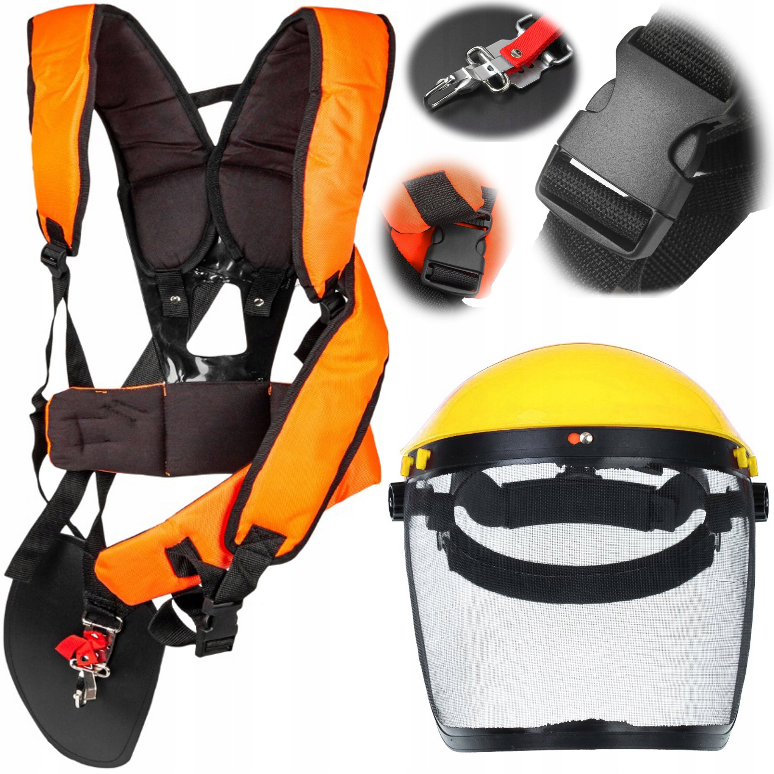 STRONG BACKPACK BRACES + PROTECTIVE MASK WITH MESH SCYTHE STIHL DEMON NAC