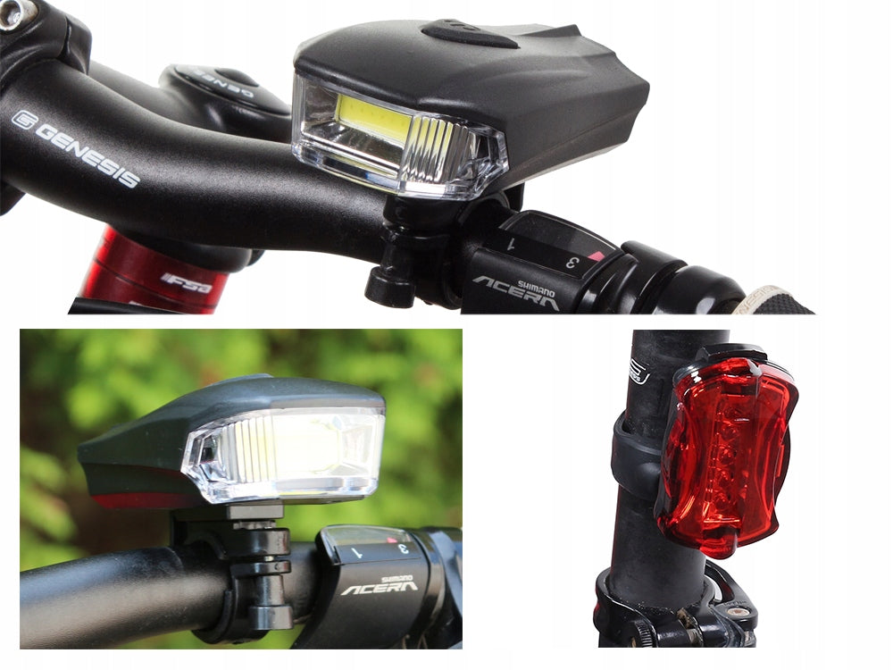 STRONG BICYCLE LIGHT FRONT LED COB FRONT REAR BIKE LIGHT SET Packaging status original