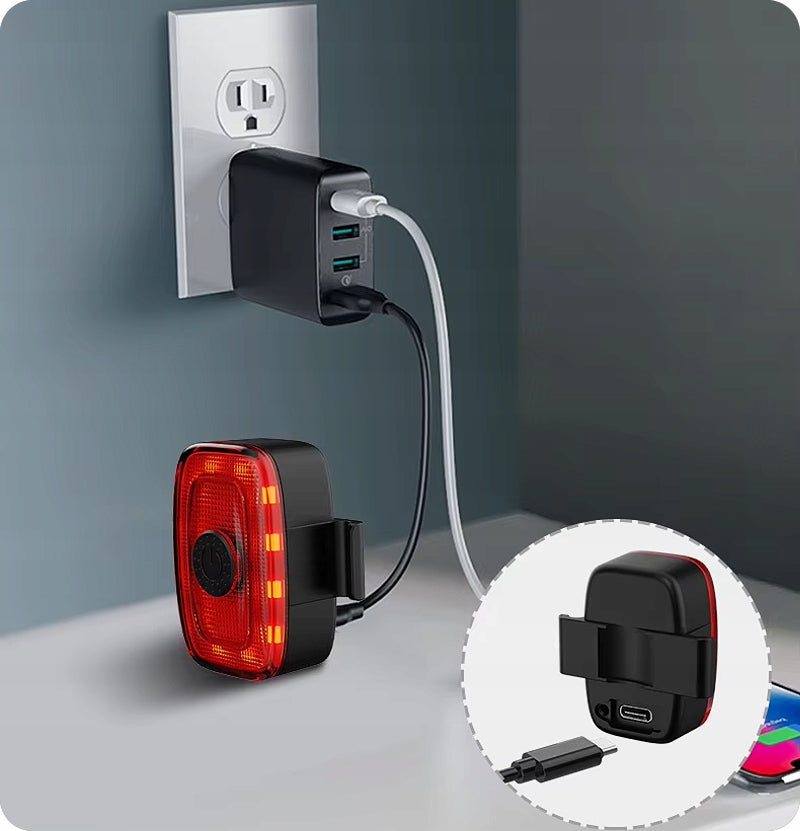 STRONG BRIGHT REAR BICYCLE LIGHT FOR SEAT POST 9 OPERATING MODES TYPE C Light source LED