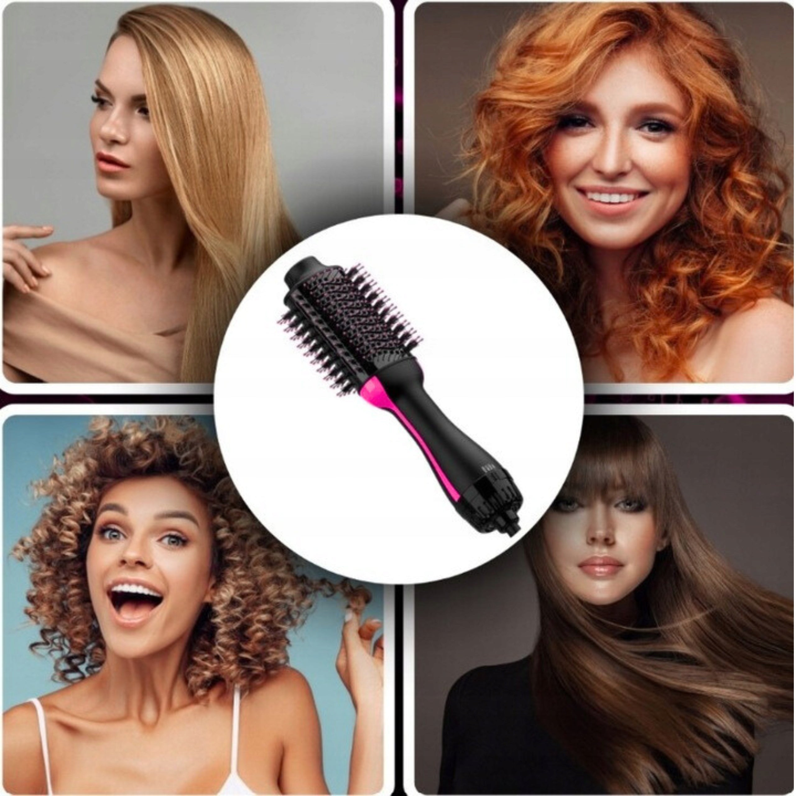 STRONG BRUSH DRYER 4IN1 HAIR CURLER STRAIGHTENER 1200W ROTATING Brand Eddcom